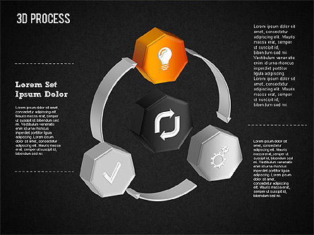 3d círculo processo com ícones, Deslizar 10, 01374, Diagramas de Processo — PoweredTemplate.com