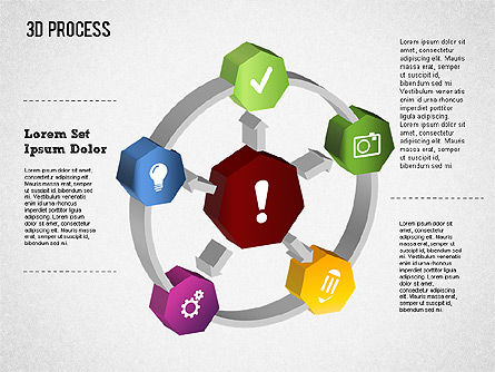 Processus en cercle 3d avec des icônes, Diapositive 7, 01374, Schémas de procédés — PoweredTemplate.com
