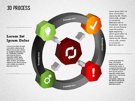 3d círculo processo com ícones, Deslizar 8, 01374, Diagramas de Processo — PoweredTemplate.com