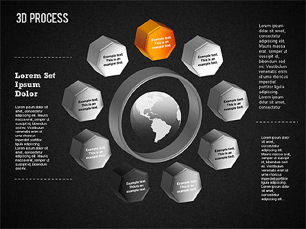 3d círculo processo com ícones, Deslizar 9, 01374, Diagramas de Processo — PoweredTemplate.com