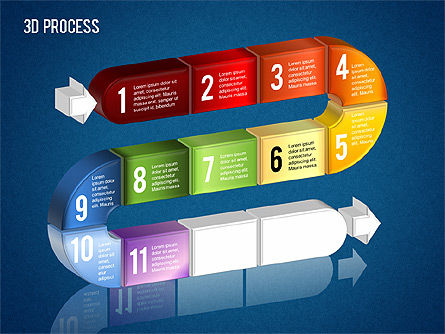 Proceso 3D, Diapositiva 14, 01378, Diagramas de proceso — PoweredTemplate.com
