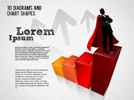 3D-Diagramme und Diagramme Formen, PowerPoint-Vorlage, 01379, Schablonen — PoweredTemplate.com