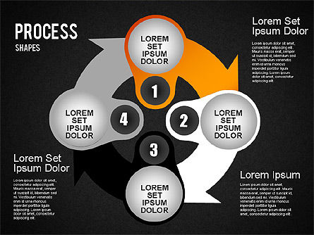Formes de processus d'étape, Diapositive 13, 01384, Schémas de procédés — PoweredTemplate.com