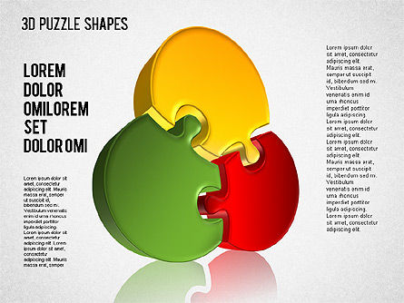 3D-puzzel vormen, PowerPoint-sjabloon, 01389, Puzzeldiagrammen — PoweredTemplate.com