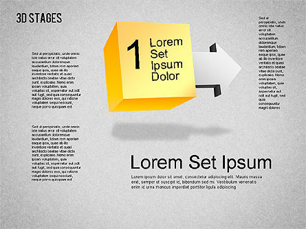 Diagramme des étapes 3D, Diapositive 11, 01391, Schémas d'étapes — PoweredTemplate.com