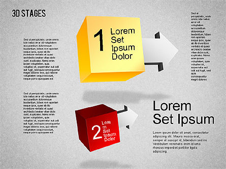 Diagramme des étapes 3D, Diapositive 12, 01391, Schémas d'étapes — PoweredTemplate.com