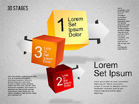 Diagramme des étapes 3D, Diapositive 13, 01391, Schémas d'étapes — PoweredTemplate.com