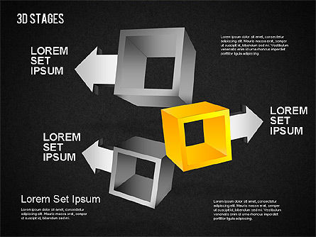 3d 단계 다이어그램, 슬라이드 14, 01391, 단계 도표 — PoweredTemplate.com