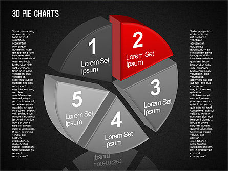3d caixa de ferramentas de gráfico de pizza, Deslizar 14, 01394, Gráficos circulares — PoweredTemplate.com
