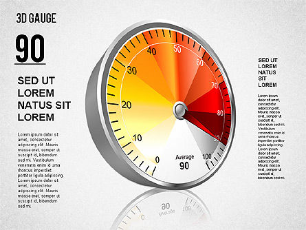 Diagramme de la jauge 3d, Diapositive 10, 01413, Schémas d'étapes — PoweredTemplate.com