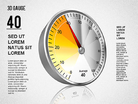 Diagramme de la jauge 3d, Diapositive 5, 01413, Schémas d'étapes — PoweredTemplate.com
