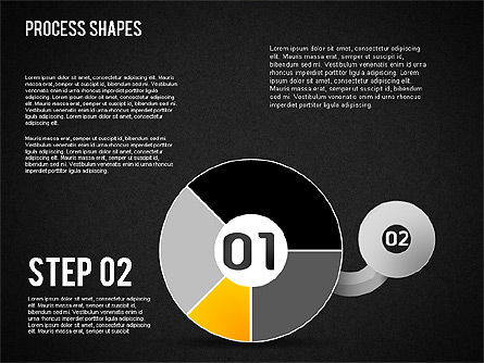 Grafici a torta con diagrammi di processo, Slide 13, 01442, Modelli di lavoro — PoweredTemplate.com
