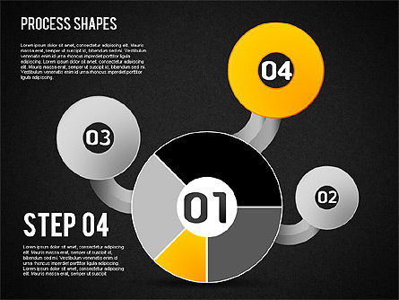 Grafici a torta con diagrammi di processo, Slide 15, 01442, Modelli di lavoro — PoweredTemplate.com