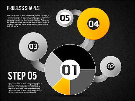 Grafici a torta con diagrammi di processo, Slide 16, 01442, Modelli di lavoro — PoweredTemplate.com