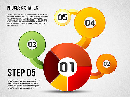 프로세스 다이어그램이있는 파이 차트, 슬라이드 5, 01442, 비즈니스 모델 — PoweredTemplate.com