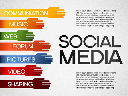 ソーシャルメディアの形やアイコン, PowerPointテンプレート, 01460, 図形 — PoweredTemplate.com