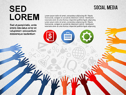 ソーシャルメディアの形やアイコン, スライド 5, 01460, 図形 — PoweredTemplate.com