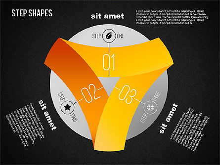 루프 스테이지 모양, 슬라이드 12, 01461, 단계 도표 — PoweredTemplate.com