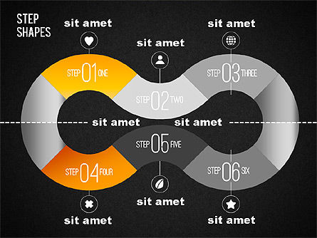 루프 스테이지 모양, 슬라이드 9, 01461, 단계 도표 — PoweredTemplate.com