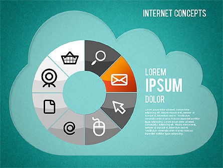 Schema di concetti Internet, Slide 15, 01469, Grafici a Torta — PoweredTemplate.com