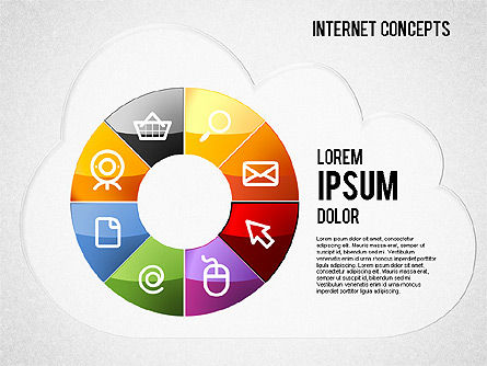 Internet Concepts Diagram, Slide 7, 01469, Pie Charts — PoweredTemplate.com