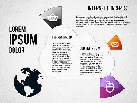 Internet Concepts Diagram, Slide 8, 01469, Pie Charts — PoweredTemplate.com