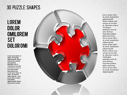 Puzzle Shapes 3D, PowerPoint Template, 01473, Puzzle Diagrams — PoweredTemplate.com