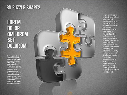 Puzzel vormen 3d, Dia 13, 01473, Puzzeldiagrammen — PoweredTemplate.com