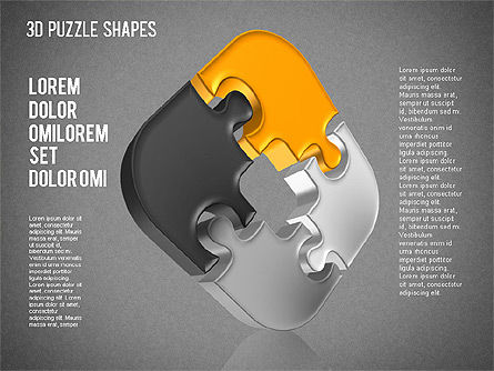 Puzzle Shapes 3D, Slide 15, 01473, Puzzle Diagrams — PoweredTemplate.com