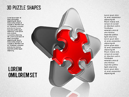 Puzzel vormen 3d, Dia 3, 01473, Puzzeldiagrammen — PoweredTemplate.com