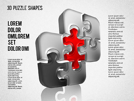 Puzzle Shapes 3D, Slide 5, 01473, Puzzle Diagrams — PoweredTemplate.com
