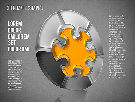 Puzzle Shapes 3D, Slide 9, 01473, Puzzle Diagrams — PoweredTemplate.com