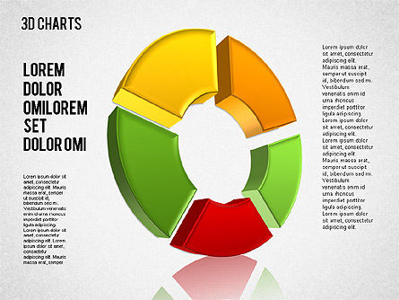 Gráficos de Tarta y Donut 3D, Diapositiva 5, 01480, Gráficos circulares — PoweredTemplate.com