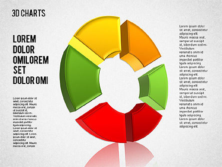 Gráficos de Tarta y Donut 3D, Diapositiva 6, 01480, Gráficos circulares — PoweredTemplate.com