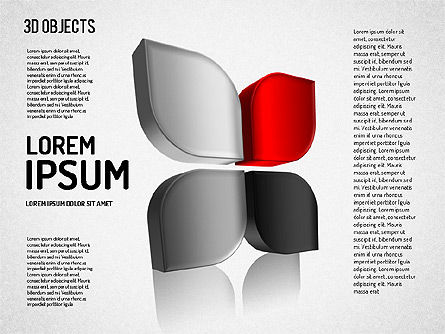 3D Petal Like Shapes, PowerPoint Template, 01506, Shapes — PoweredTemplate.com