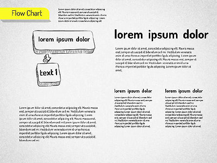 Hand getrokken flowchart, PowerPoint-sjabloon, 01517, Stroomdiagrammen — PoweredTemplate.com