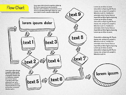 Hand getrokken flowchart, Dia 10, 01517, Stroomdiagrammen — PoweredTemplate.com