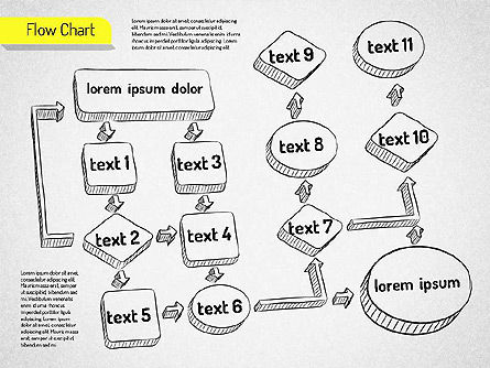 Hand Drawn Flowchart, Slide 12, 01517, Flow Charts — PoweredTemplate.com
