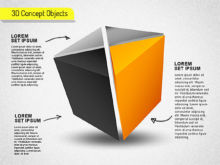3Dキューブステージシェイプ, スライド 2, 01524, 図形 — PoweredTemplate.com