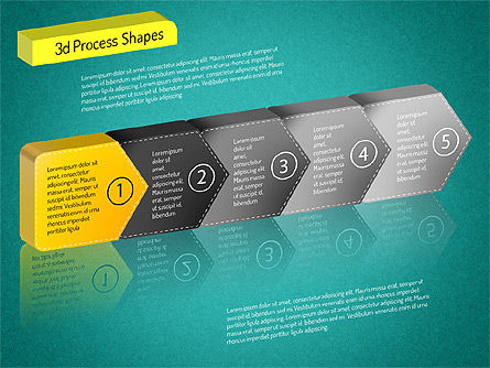 Diagrama de flechas de proceso en cadena en 3D, Diapositiva 15, 01530, Diagramas de proceso — PoweredTemplate.com