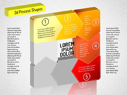 Diagrama de flechas de proceso en cadena en 3D, Diapositiva 5, 01530, Diagramas de proceso — PoweredTemplate.com