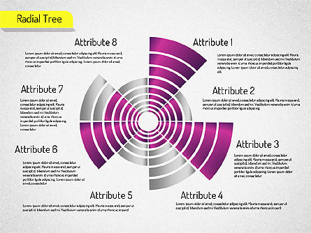 Set diagramma radiale, Modello PowerPoint, 01534, Grafici a Torta — PoweredTemplate.com