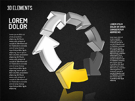 Les flèches 3d traitent les formes, Diapositive 11, 01567, Formes — PoweredTemplate.com