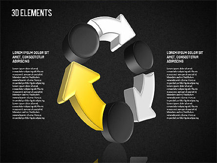 3D-Pfeile verarbeiten Formen, Folie 12, 01567, Schablonen — PoweredTemplate.com