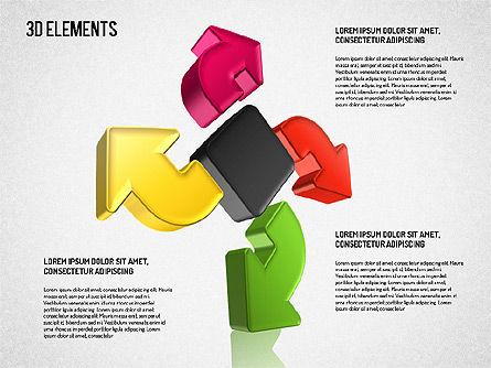 Les flèches 3d traitent les formes, Diapositive 2, 01567, Formes — PoweredTemplate.com