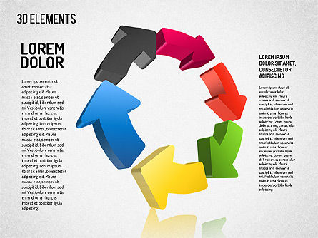 Les flèches 3d traitent les formes, Diapositive 3, 01567, Formes — PoweredTemplate.com