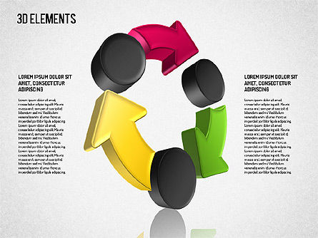 Les flèches 3d traitent les formes, Diapositive 4, 01567, Formes — PoweredTemplate.com