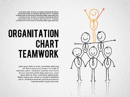 Organigramme du travail d'équipe, Modele PowerPoint, 01575, Graphiques organisationnels — PoweredTemplate.com