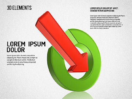 Set van levendige 3d pijlen, PowerPoint-sjabloon, 01577, Figuren — PoweredTemplate.com