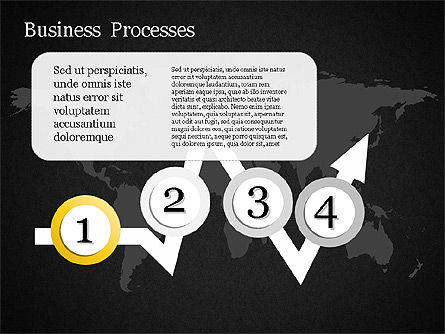 Processar seta com números, Deslizar 14, 01578, Diagramas de Processo — PoweredTemplate.com